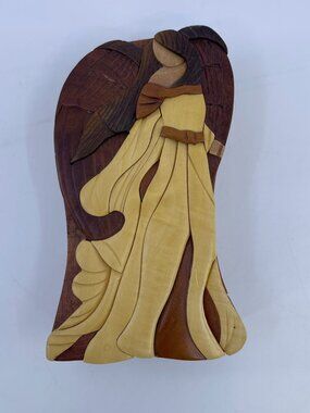 vintage wooden angel puzzel box handcrafted with hidden compartment 4 piece